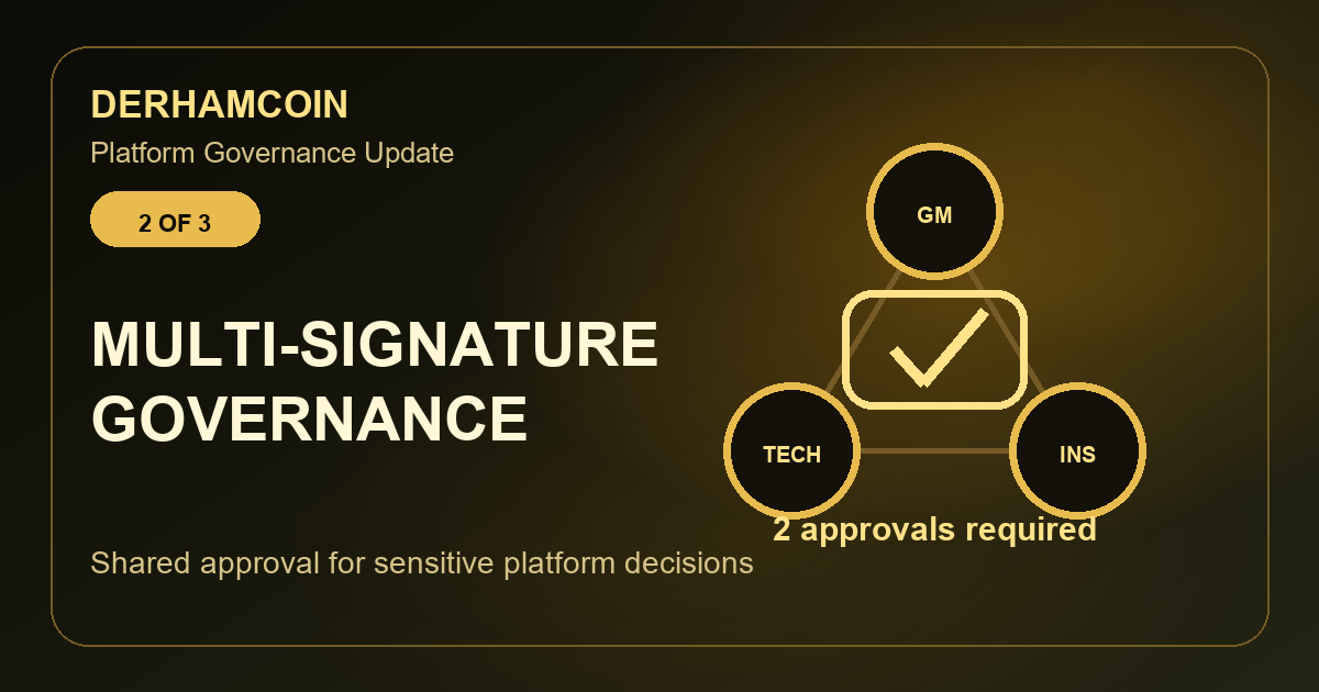Derhamcoin Governance Update: Two of Three Approval